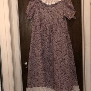 Eyelet Trim Purple Floral Dress